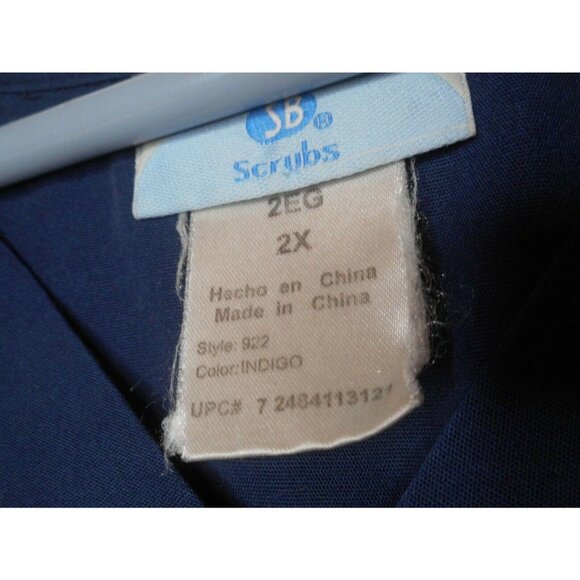 Solid Unisex Blue Scrub Top Medical Uniform 2X - Picture 3 of 4